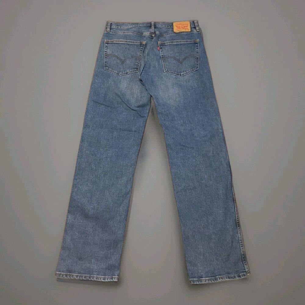 Levi's Workwear Jeans Mens 33x34 Measures 34x32 Crisp Stiff Stretch Blue 87442 - Picture 2 of 6